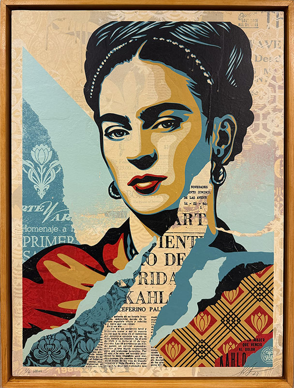 Shepard Fairey - The Woman Who Defeated Pain (Frida Khalo) HPM on Wood